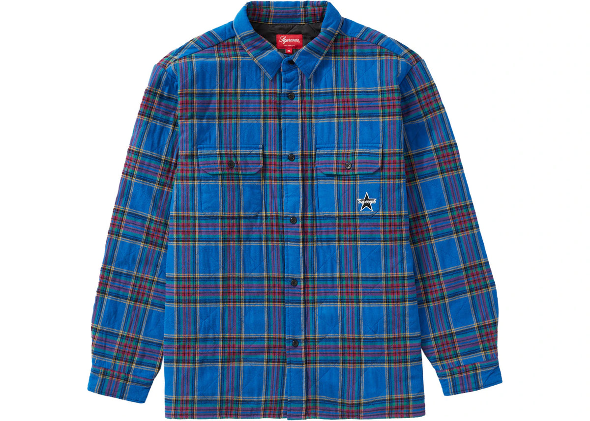 Supreme Quilted Plaid Flannel Shirt Dusty Royal - vue 360