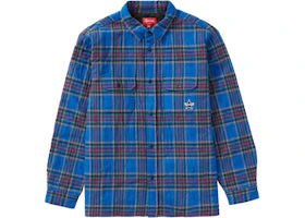 Supreme Quilted Plaid Flannel Shirt Dusty Royal - vue 360