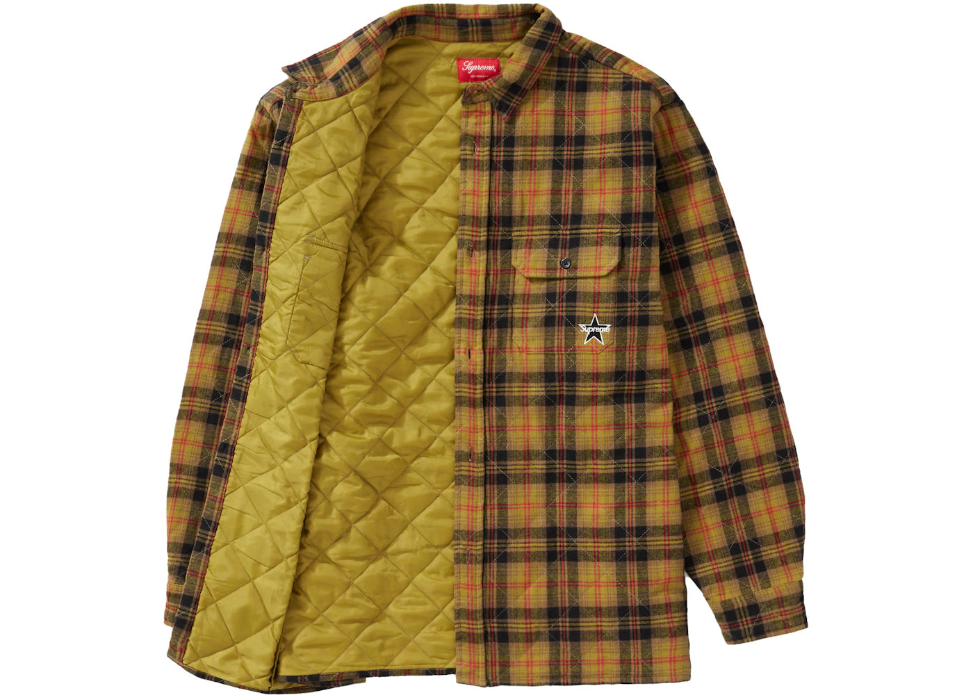Supreme Quilted Plaid Flannel Shirt Olive - vue secondaire A