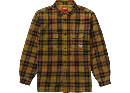 Supreme Quilted Plaid Flannel Shirt Olive - authentic Supreme apparel