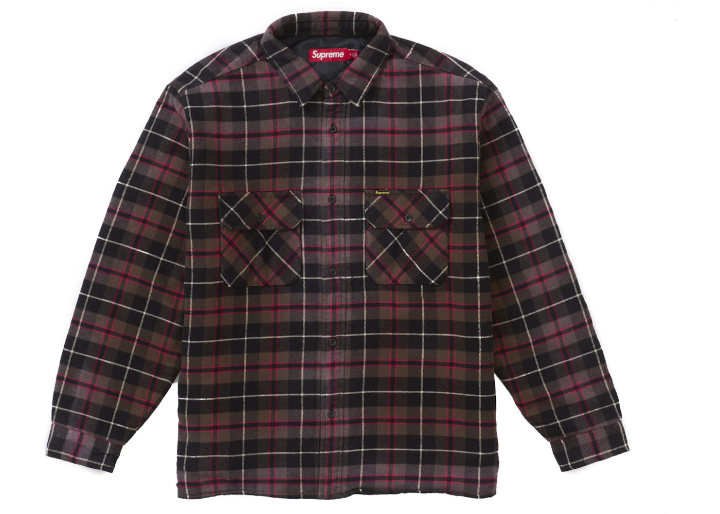 Supreme Quilted Plaid Shirt Grey - vue 360