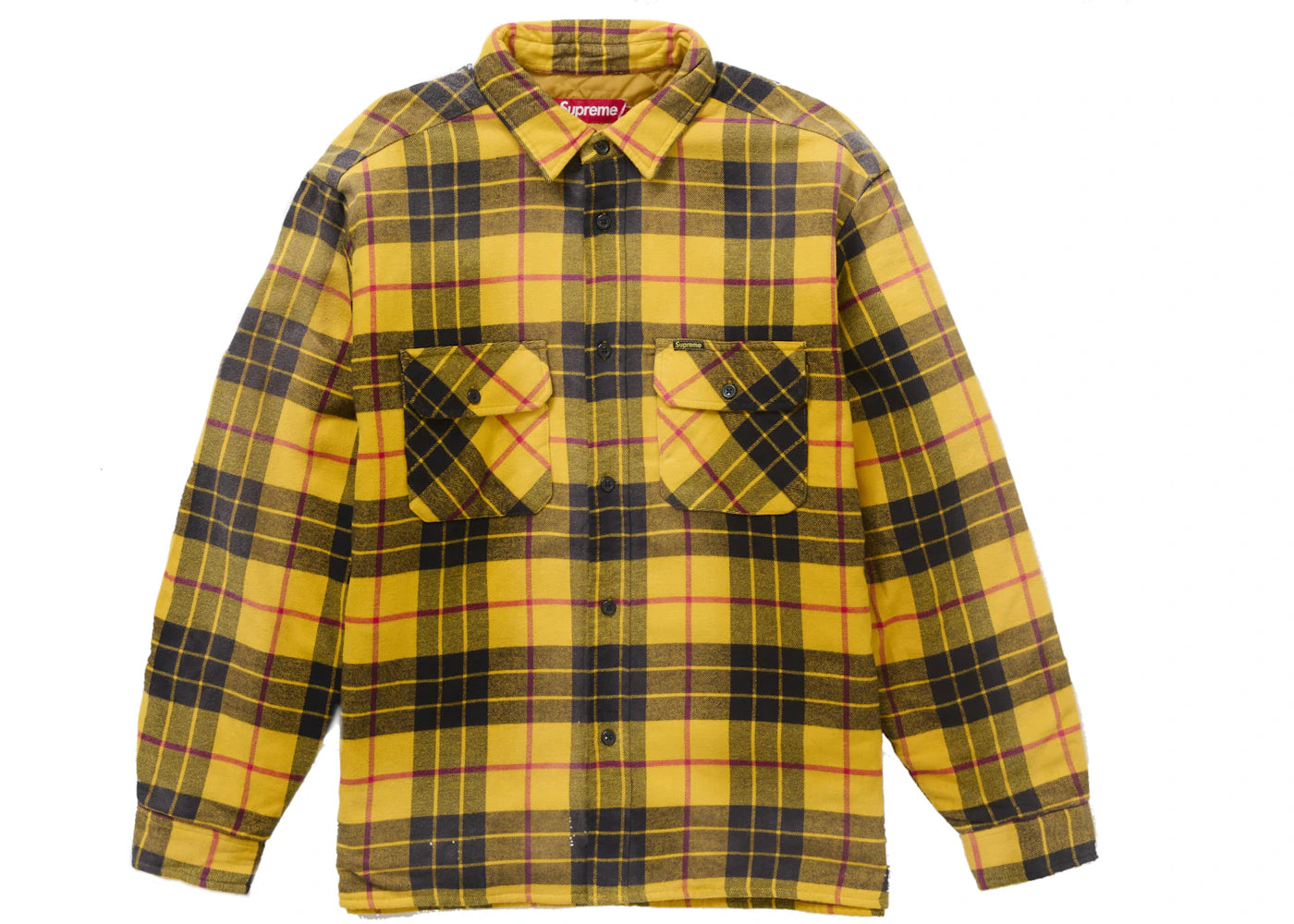 Supreme Quilted Plaid Shirt Yellow