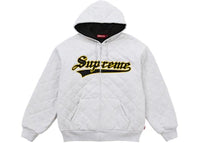 Supreme Quilted Zip Up Hooded Sweatshirt Ash Grey
