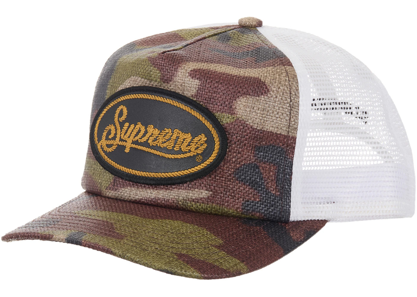 Supreme Raffia Mesh Back 5-Panel Hat Woodland Camo - vue 360