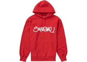 Supreme Raised Handstyle Hooded Sweatshirt Red