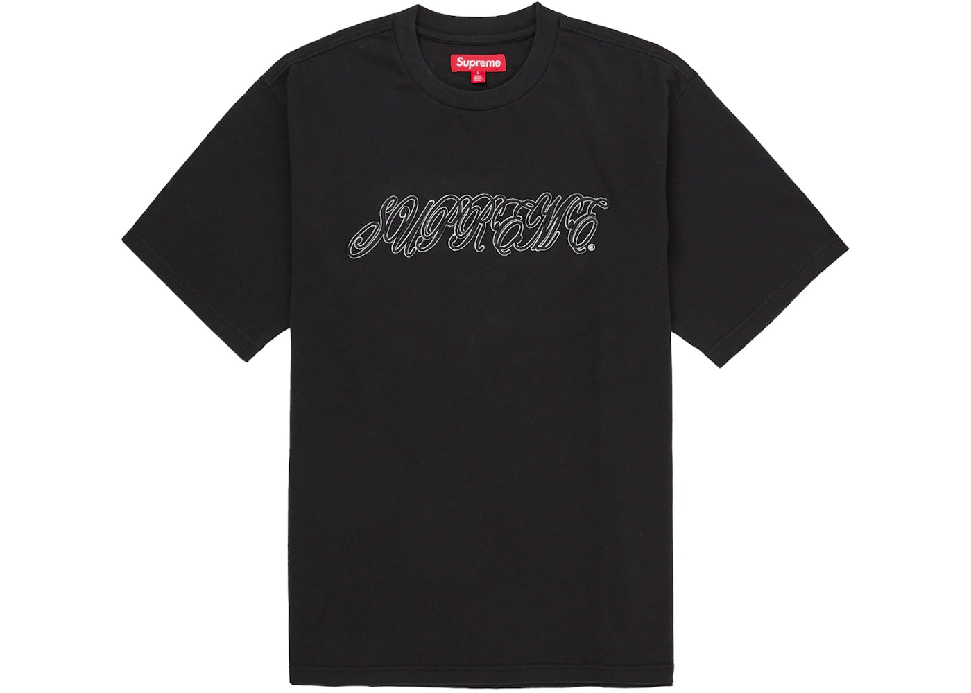 Supreme Raised Script S/S Top Black - vue 360
