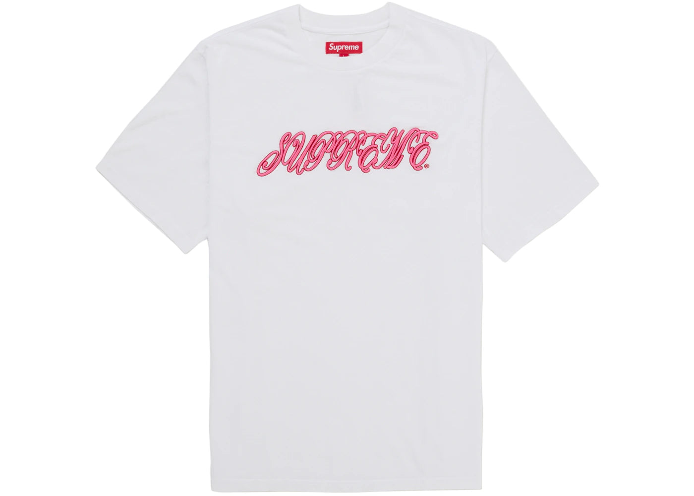 Supreme Raised Script S/S Top White - vue 360