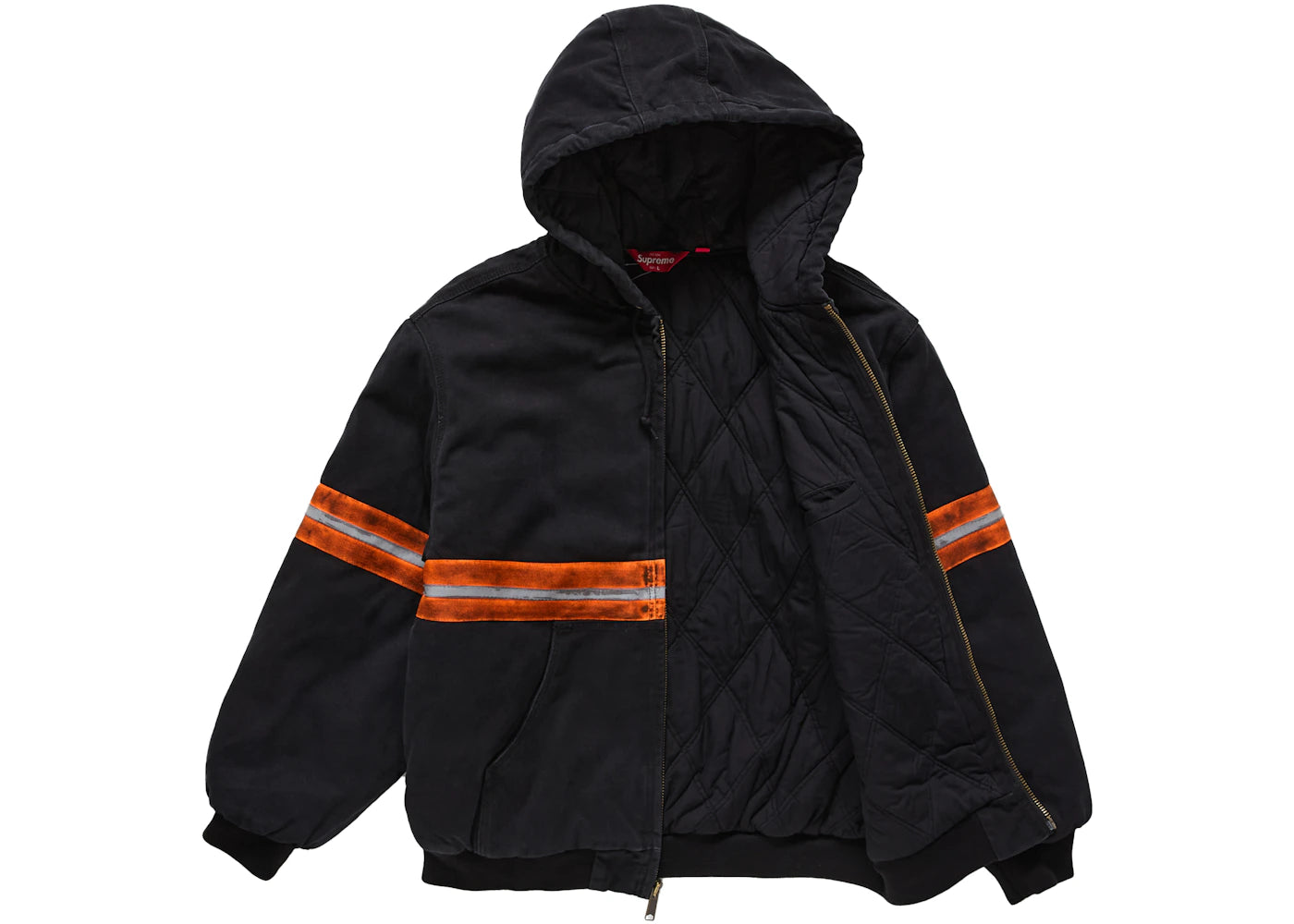 Supreme Reflective Stripe Hooded Work Jacket Black - vue secondaire B