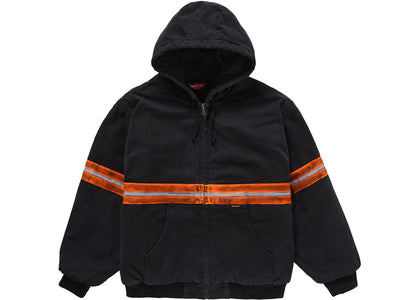 Supreme Reflective Stripe Hooded Work Jacket Black - apparel view 2