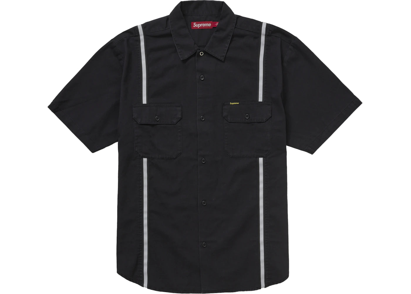 Supreme Reflective Stripe S/S Work Shirt Black - vue 360