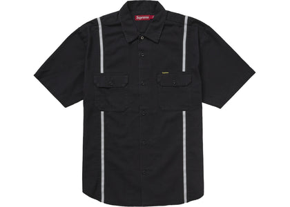 Supreme Reflective Stripe S/S Work Shirt Black - authentic Supreme apparel