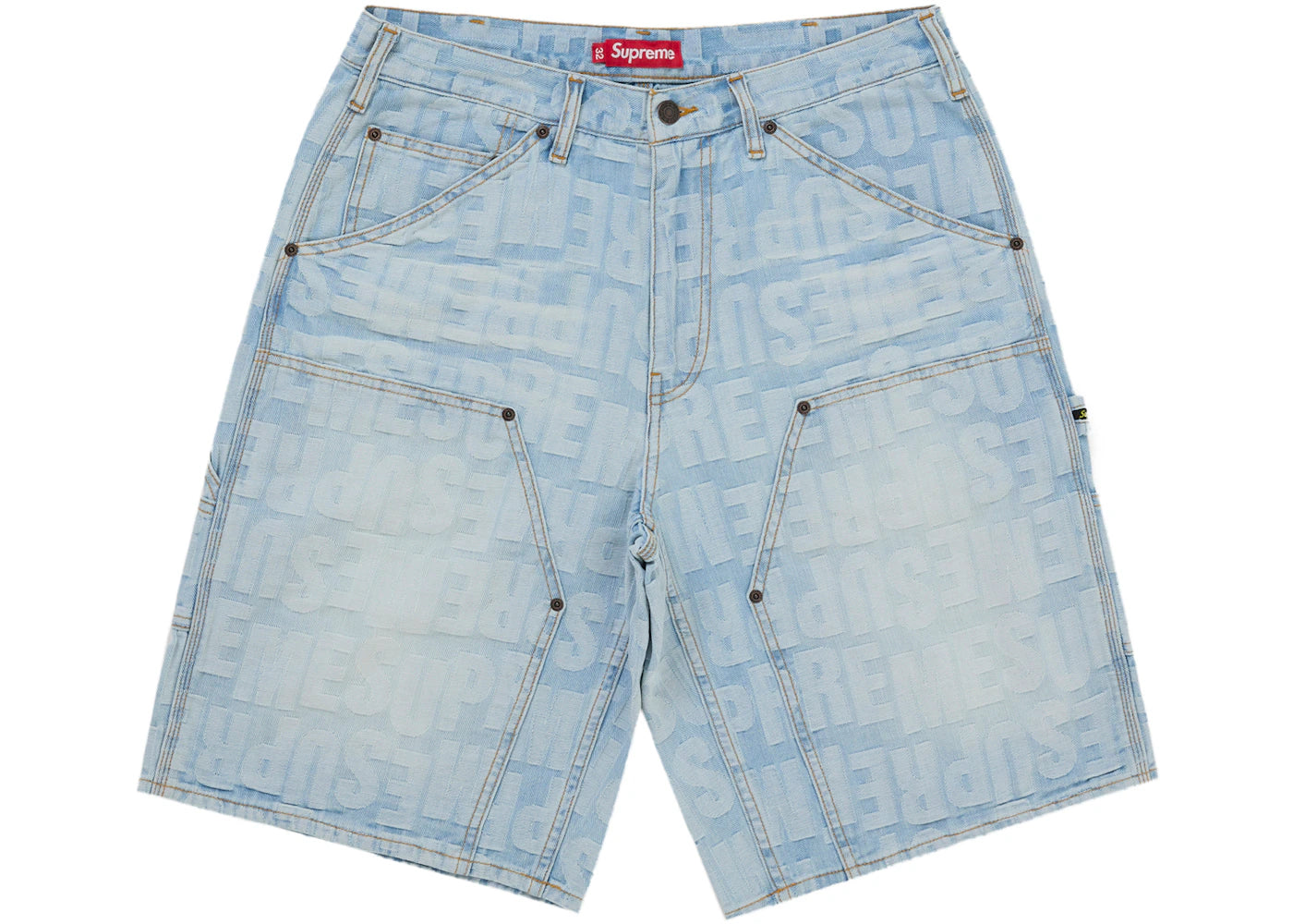 Supreme Repeat Jacquard Double Knee Denim Short Light Washed Indigo - vue secondaire A