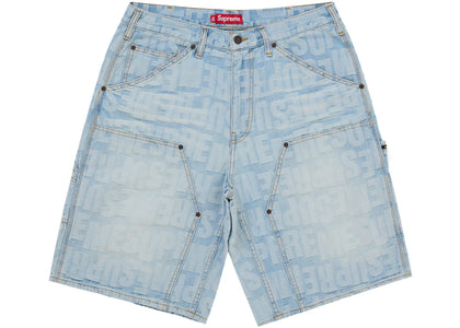 Supreme Repeat Jacquard Double Knee Denim Short Light Washed Indigo - product view 2