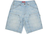 Supreme Repeat Jacquard Double Knee Denim Short Light Washed Indigo