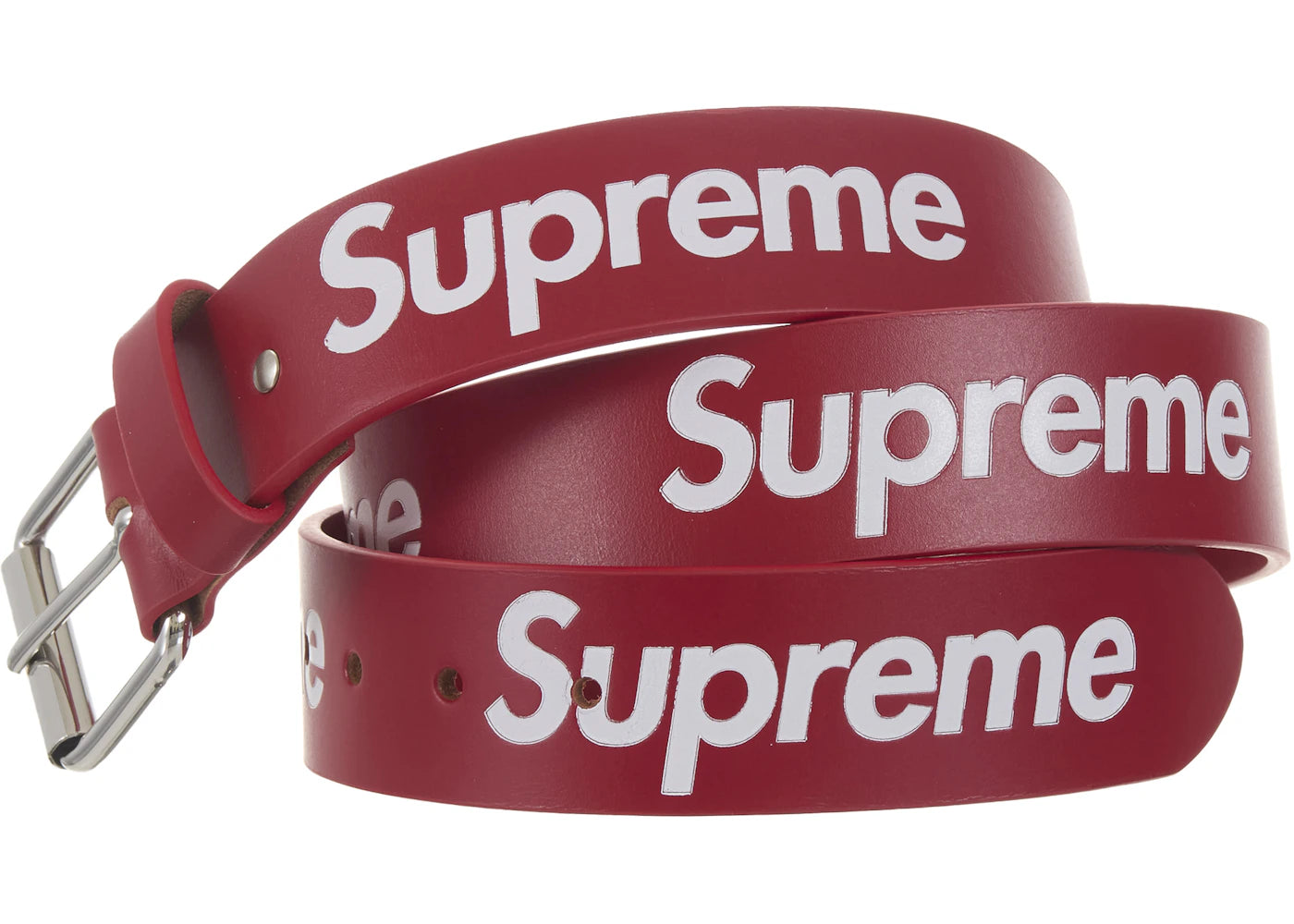 Supreme Repeat Leather Belt (FW25) Red - vue secondaire A