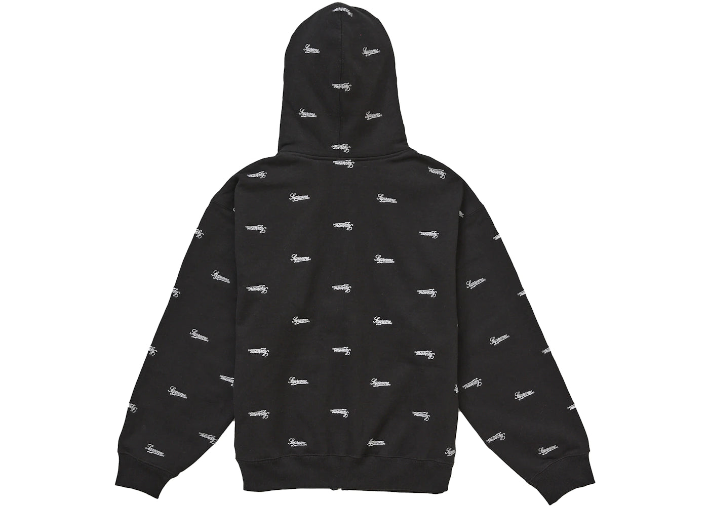 Supreme Repeat Script Zip Up Hooded Sweatshirt Black - vue secondaire A