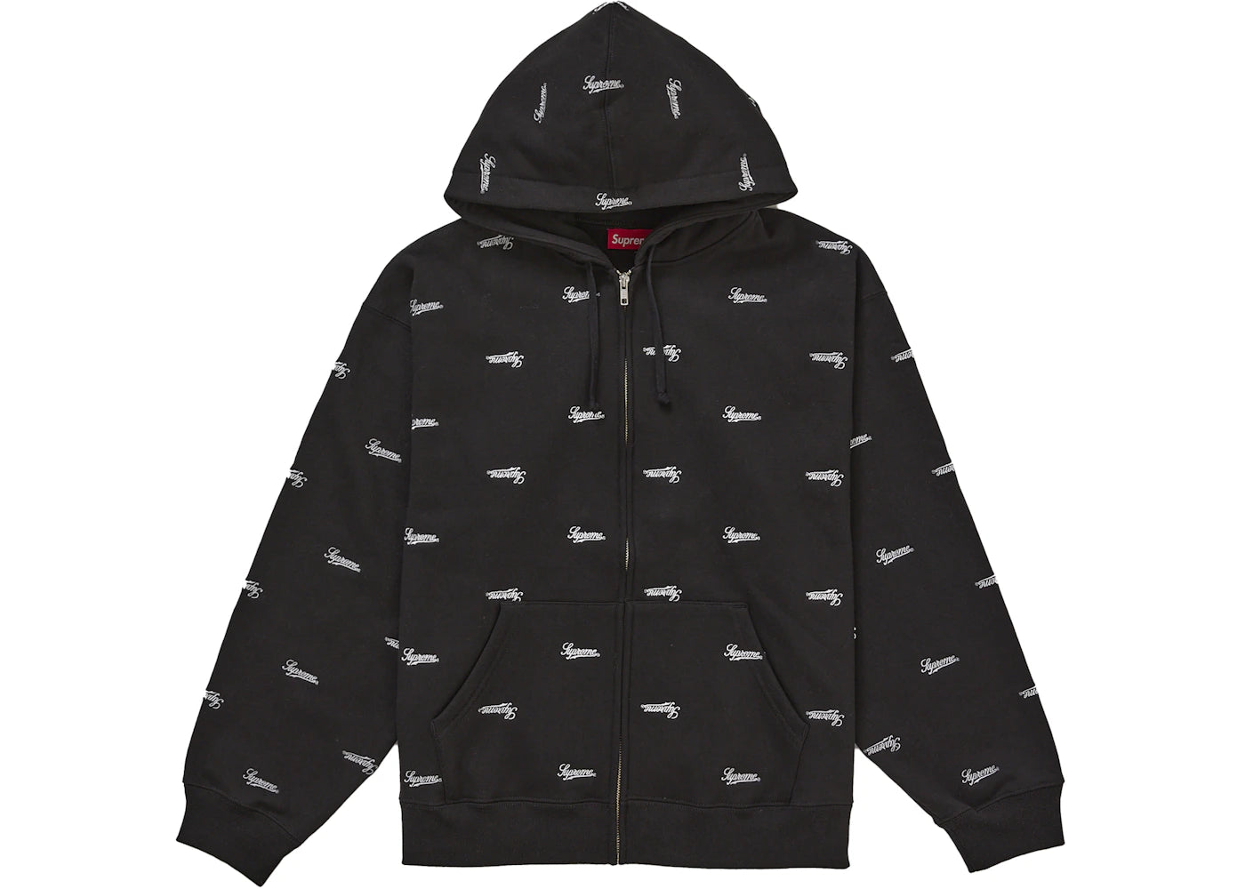 Supreme Repeat Script Zip Up Hooded Sweatshirt Black - vue 360
