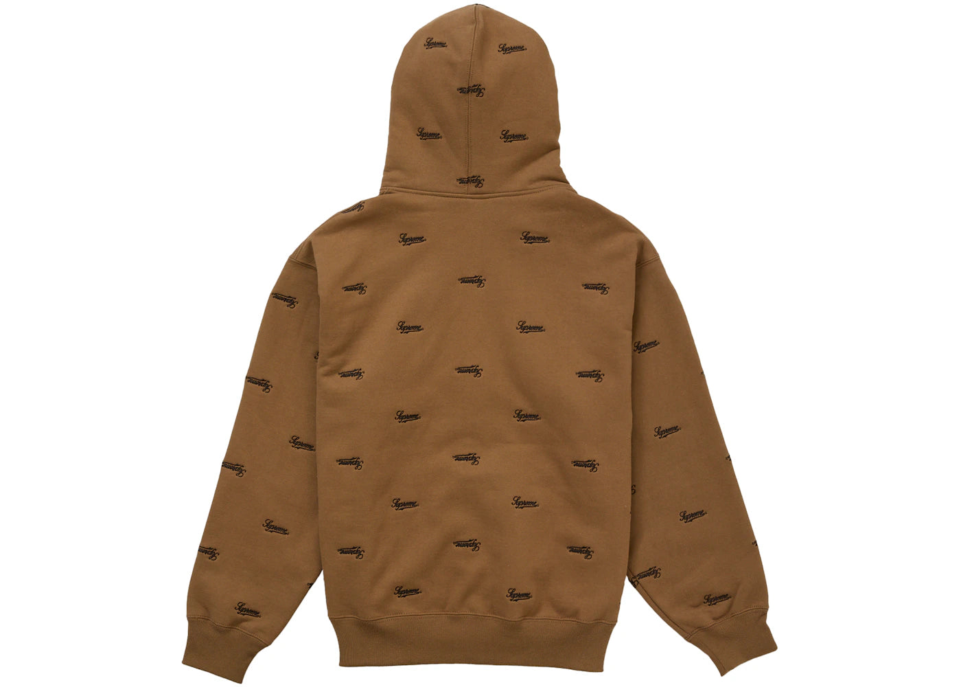 Supreme Repeat Script Zip Up Hooded Sweatshirt Dark Khaki - vue secondaire B