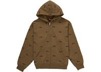Supreme Repeat Script Zip Up Hooded Sweatshirt Dark Khaki