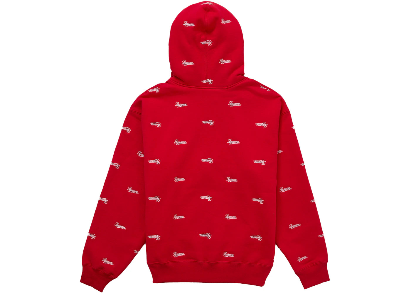 Supreme Repeat Script Zip Up Hooded Sweatshirt Red - vue secondaire A