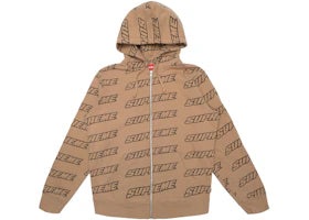 Supreme Repeat Zip Up Hooded Sweatshirt Light Brown - vue 360