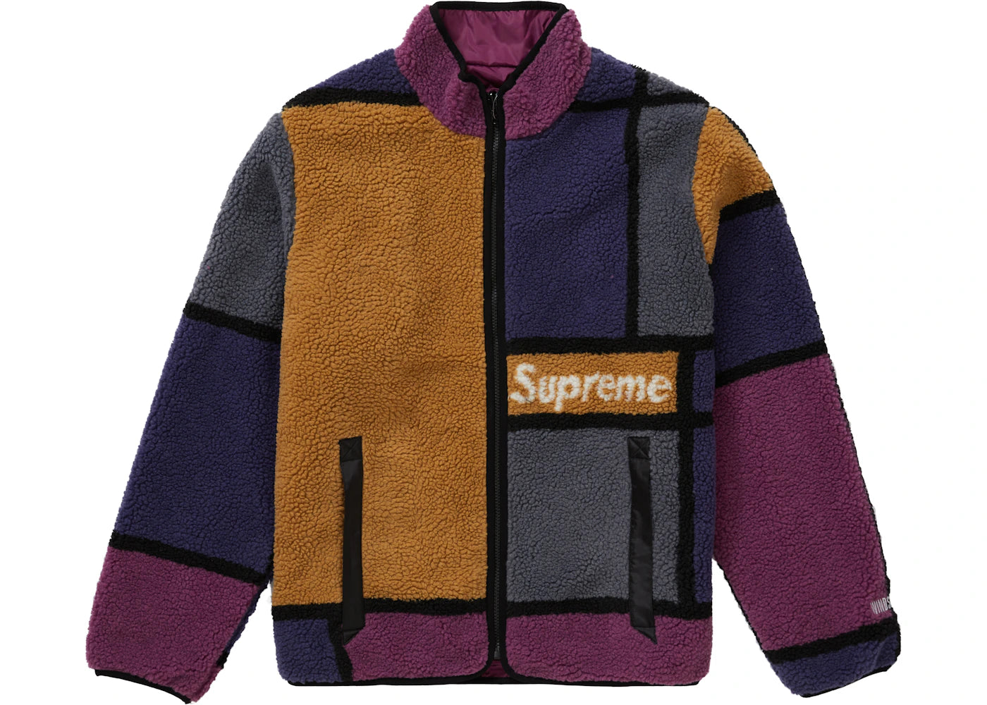 Supreme Reversible Colorblocked Fleece Jacket Purple - vue secondaire A