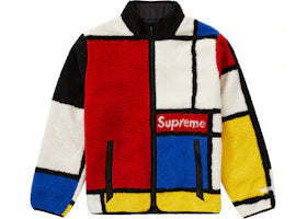 Supreme Reversible Colorblocked Fleece Jacket Red - vue 360
