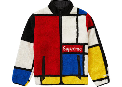 Supreme Reversible Colorblocked Fleece Jacket Red - apparel view 2