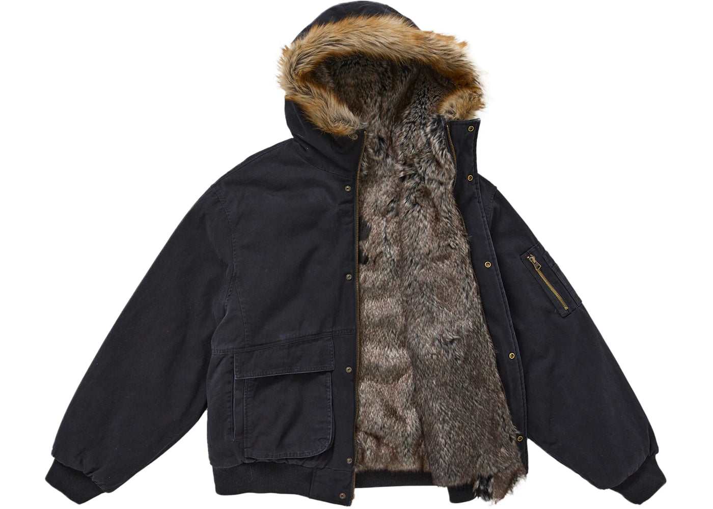 Supreme Reversible Faux Fur Hooded Work Jacket Black - vue secondaire B