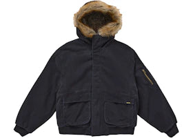 Supreme Reversible Faux Fur Hooded Work Jacket Black