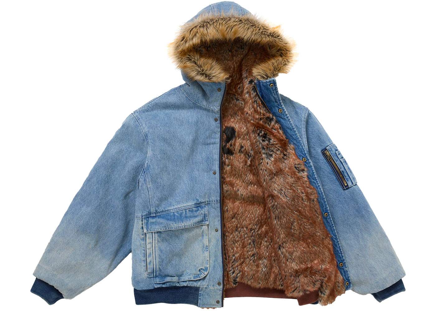Supreme Reversible Faux Fur Hooded Work Jacket Blue - vue secondaire B