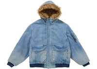 Supreme Reversible Faux Fur Hooded Work Jacket Blue