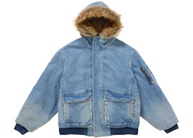 Supreme Reversible Faux Fur Hooded Work Jacket Blue