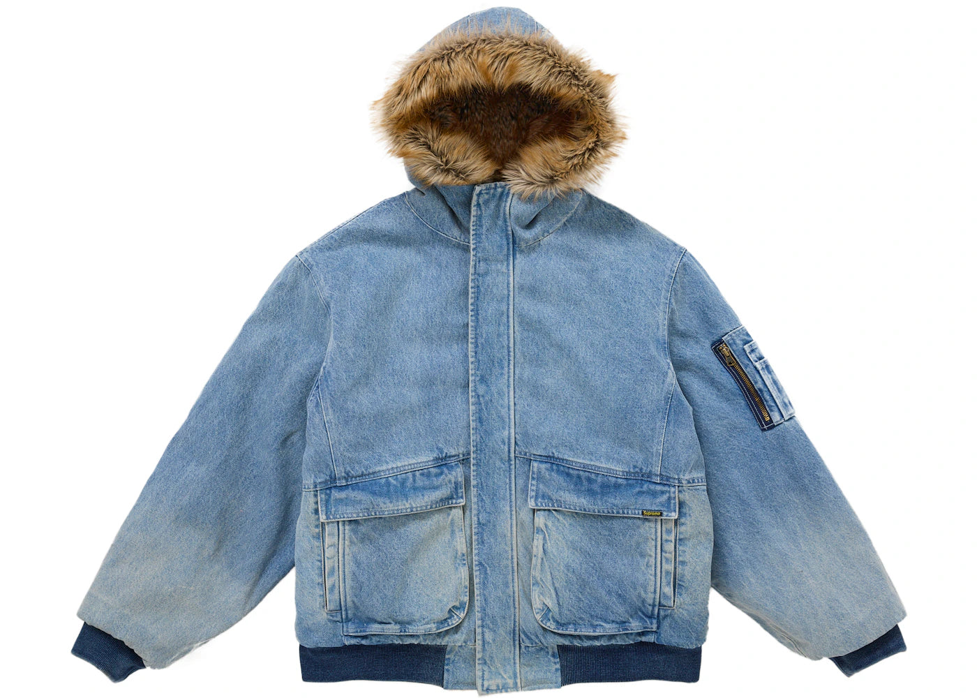 Supreme Reversible Faux Fur Hooded Work Jacket Blue - vue secondaire A