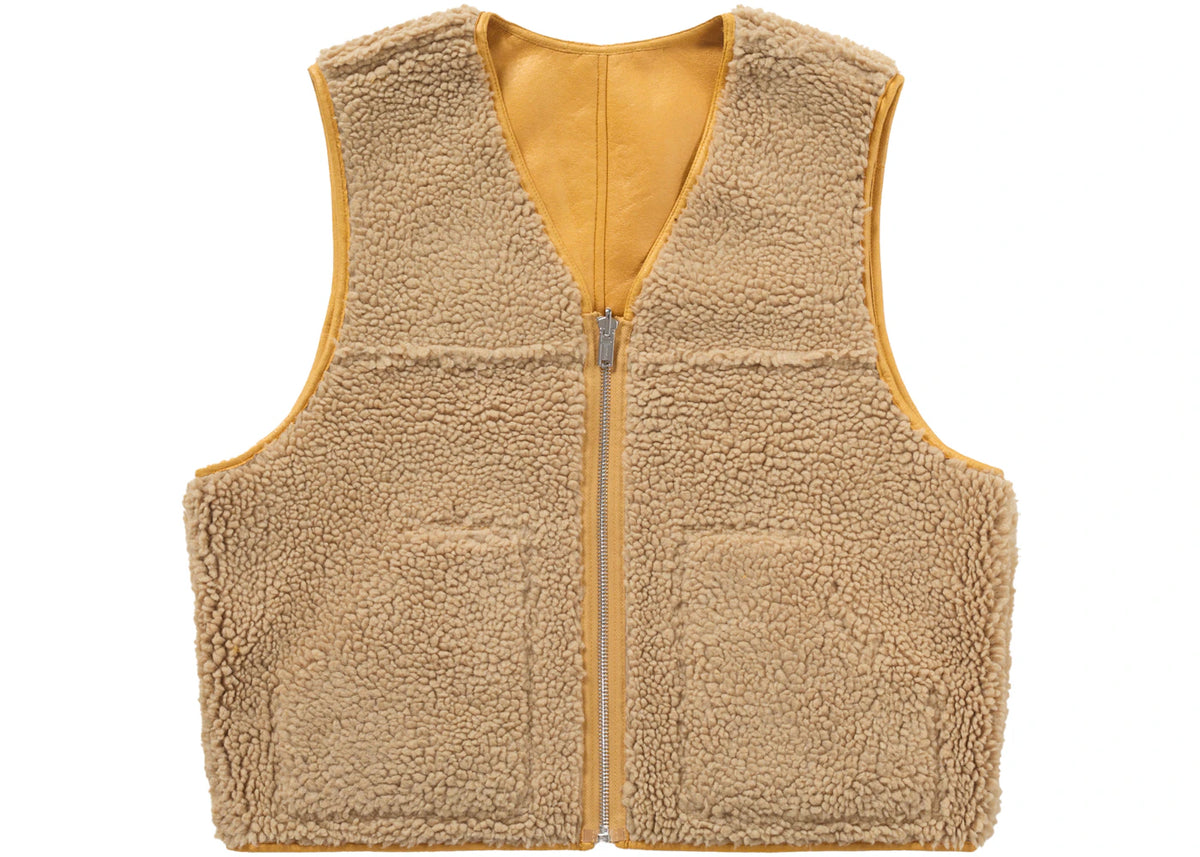 Supreme Reversible Faux Shearling Work Vest Yellow - vue secondaire B
