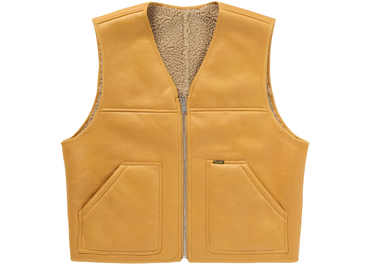 Supreme Reversible Faux Shearling Work Vest Yellow - vue secondaire A