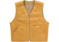Supreme Reversible Faux Shearling Work Vest Yellow