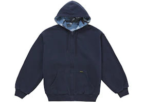 Supreme Reversible Work Zip Up Hooded Sweatshirt Navy