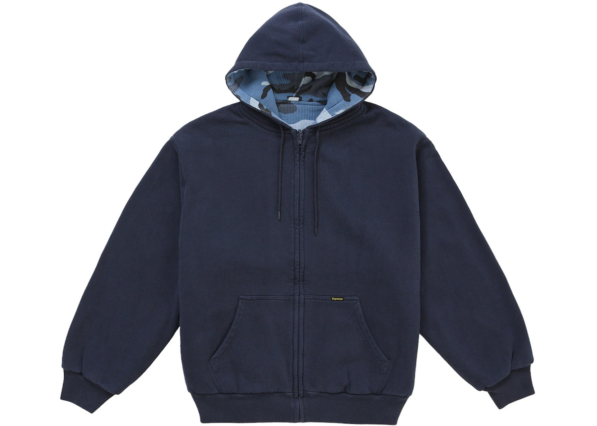 Supreme Reversible Work Zip Up Hooded Sweatshirt Navy - vue 360