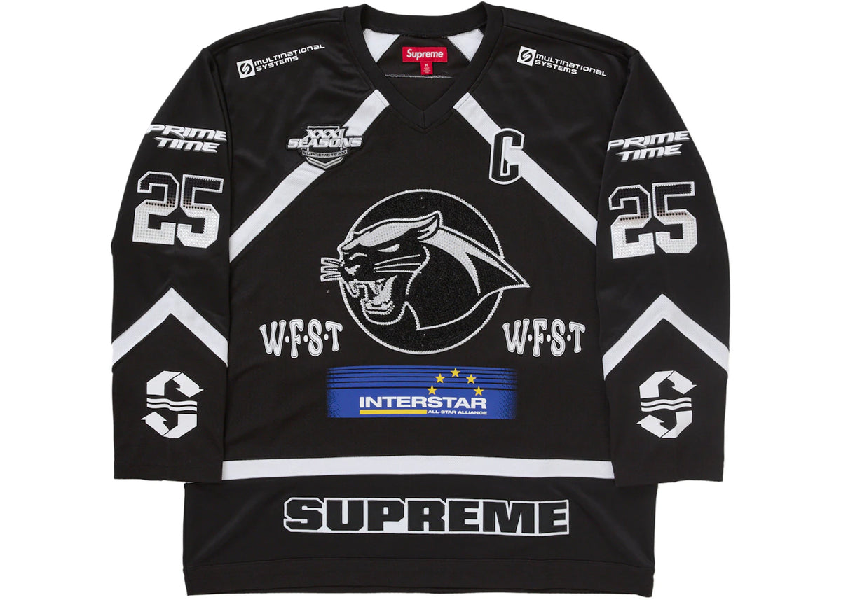 Supreme Rhinestone Hockey Jersey Black - vue secondaire A