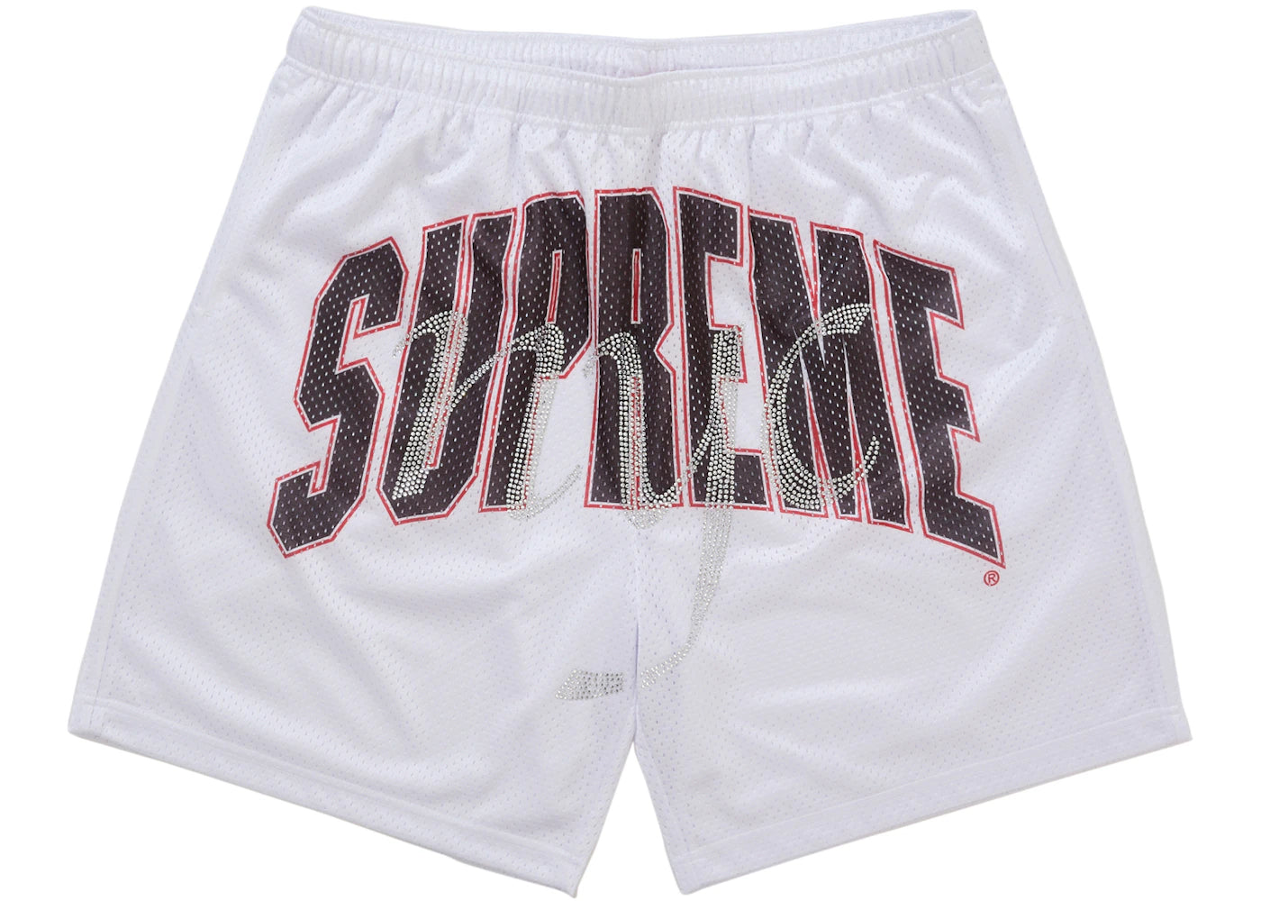 Supreme Rhinestone Mesh Short White - vue 360