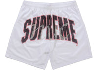 Supreme Rhinestone Mesh Short White