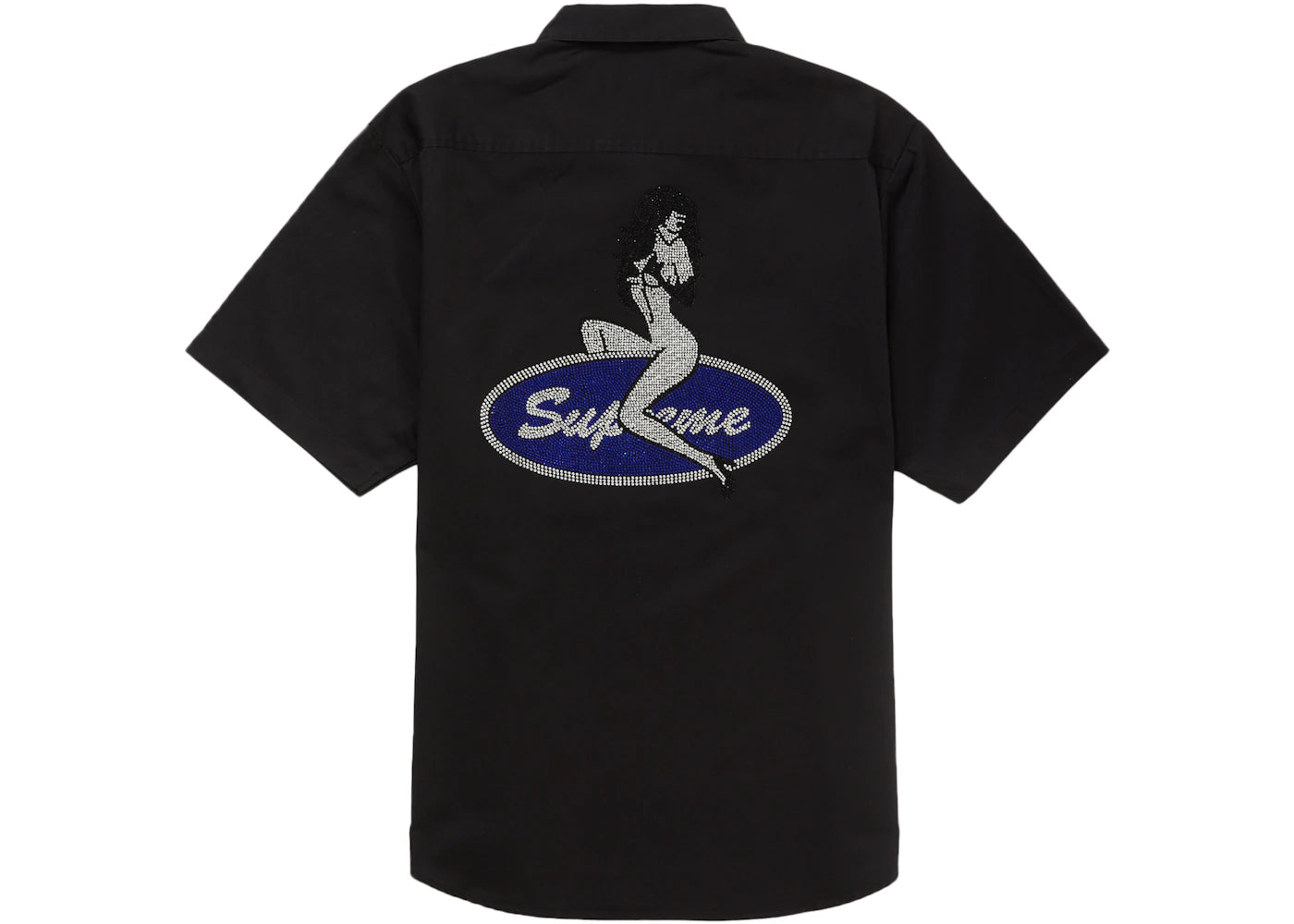 Supreme Rhinestone Pin Up S/S Work Shirt Black - vue 360