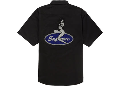 Supreme Rhinestone Pin Up S/S Work Shirt Black - authentic Supreme apparel