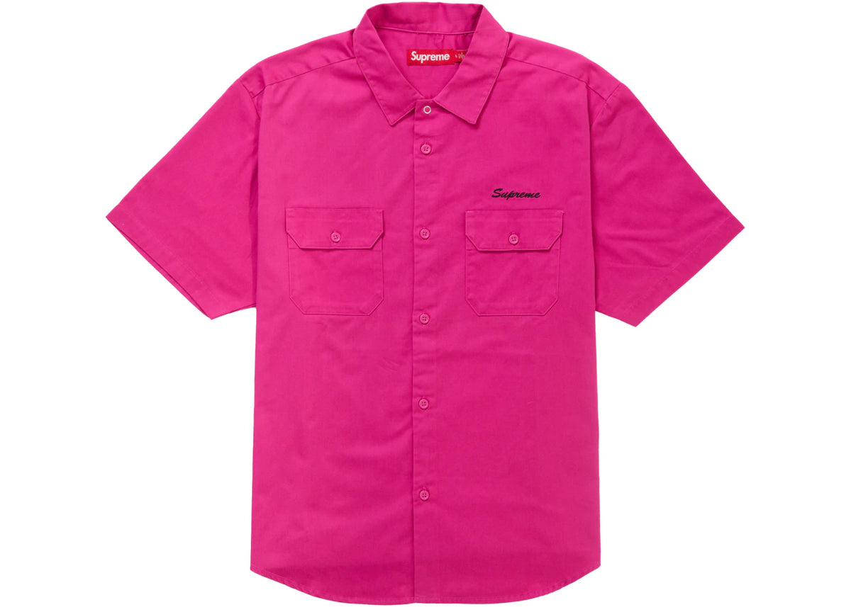 Supreme Rhinestone Pin Up S/S Work Shirt Fuchsia - vue secondaire B