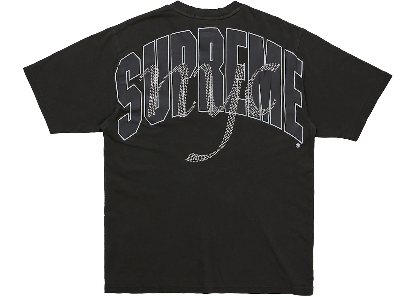 Supreme Rhinestone Script S/S Top Black - vue secondaire A