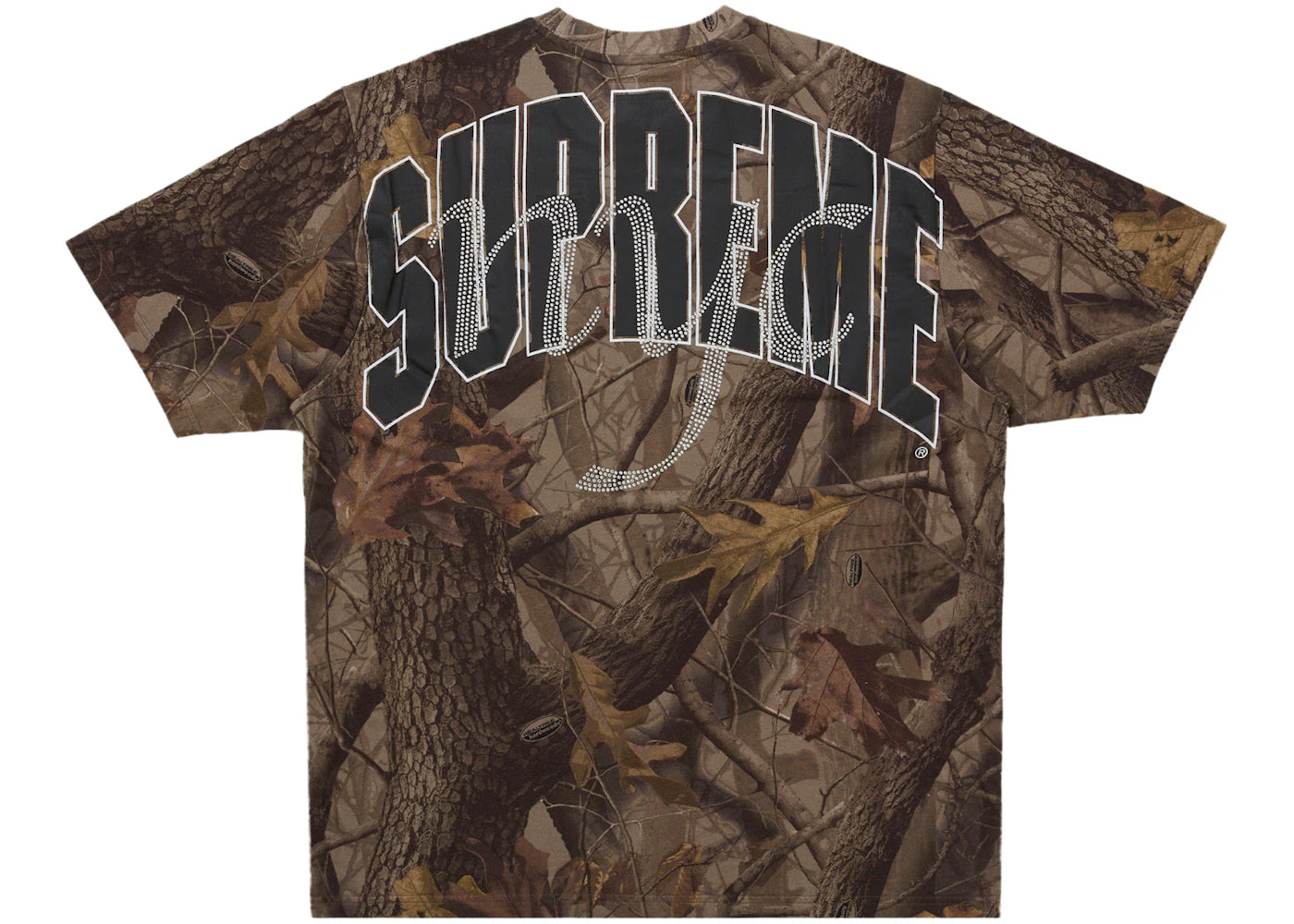 Supreme Rhinestone Script S/S Top Realtree Hardwoods Camo - vue 360