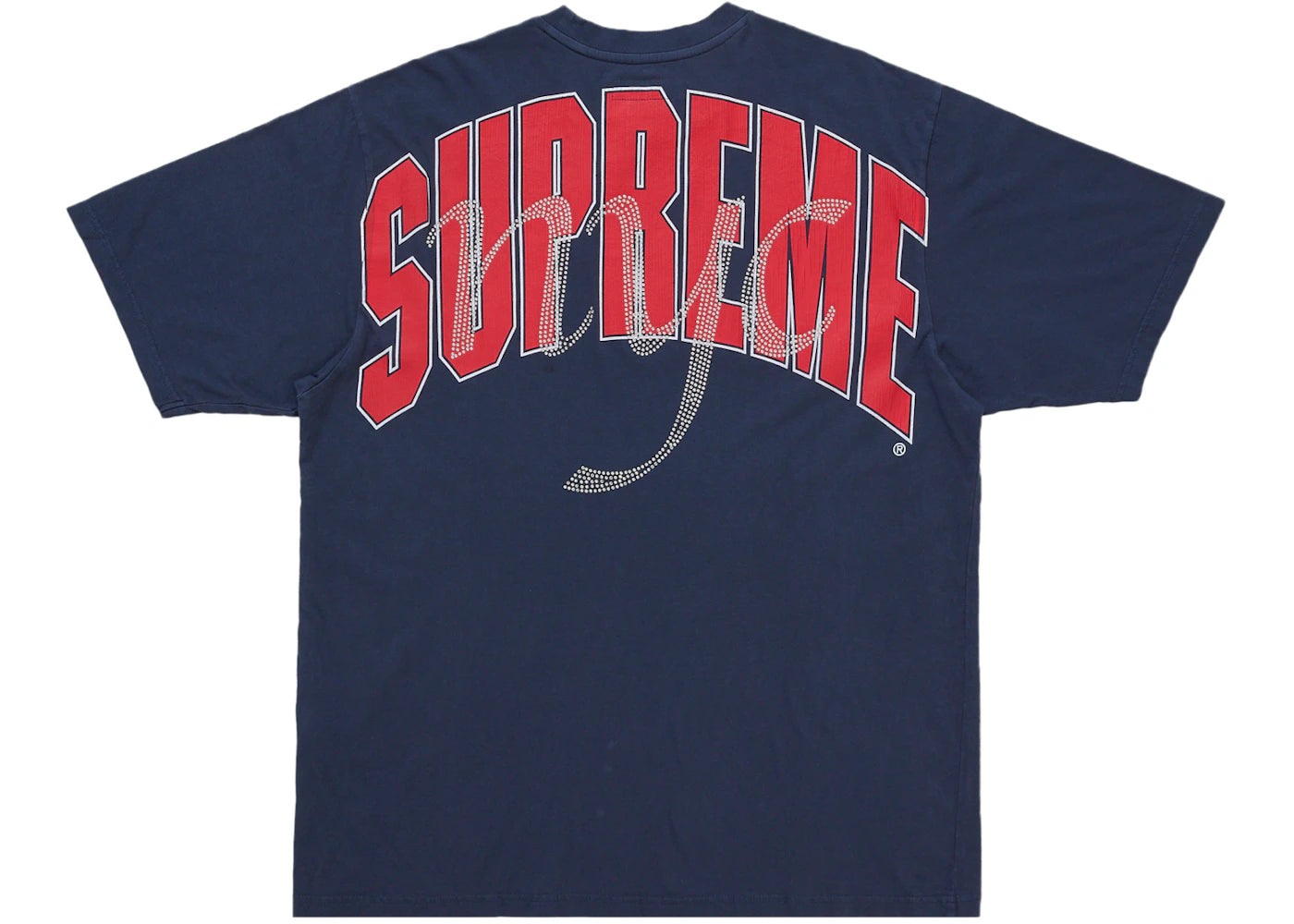 Supreme Rhinestone Script S/S Top Navy - vue secondaire A