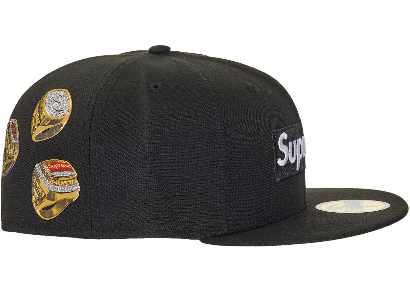 Supreme Rings Box Logo New Era 59Fifty Fitted Hat Black - vue secondaire B