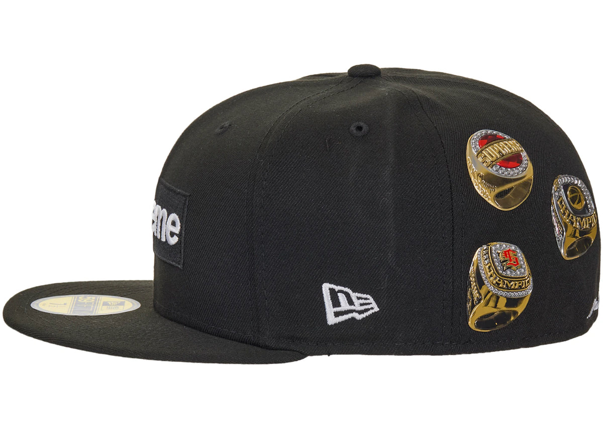 Supreme Rings Box Logo New Era 59Fifty Fitted Hat Black - vue secondaire B
